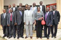 Ibrahim Lamorde, Executive Chairman, EFCC with Mr Segun Aina, OFR, FCIB, President/Chairman of Council, CIBN with Members of the Executive Council of Chartered Institute of Bankers of Nigeria (CIBN) and some members of EFCC’s Management staff in a photo session after a courtesy visit to the Commission’s Headquarters in Abuja recently. 