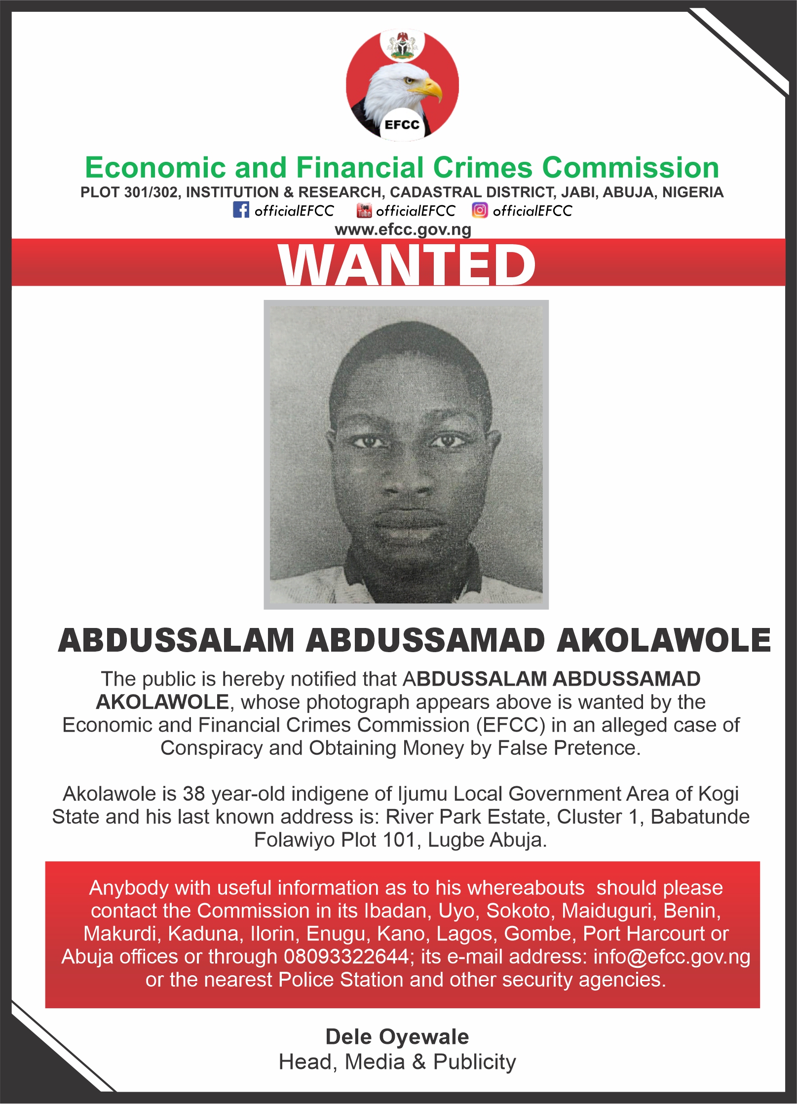 Wantewd by EFCC Akolawole